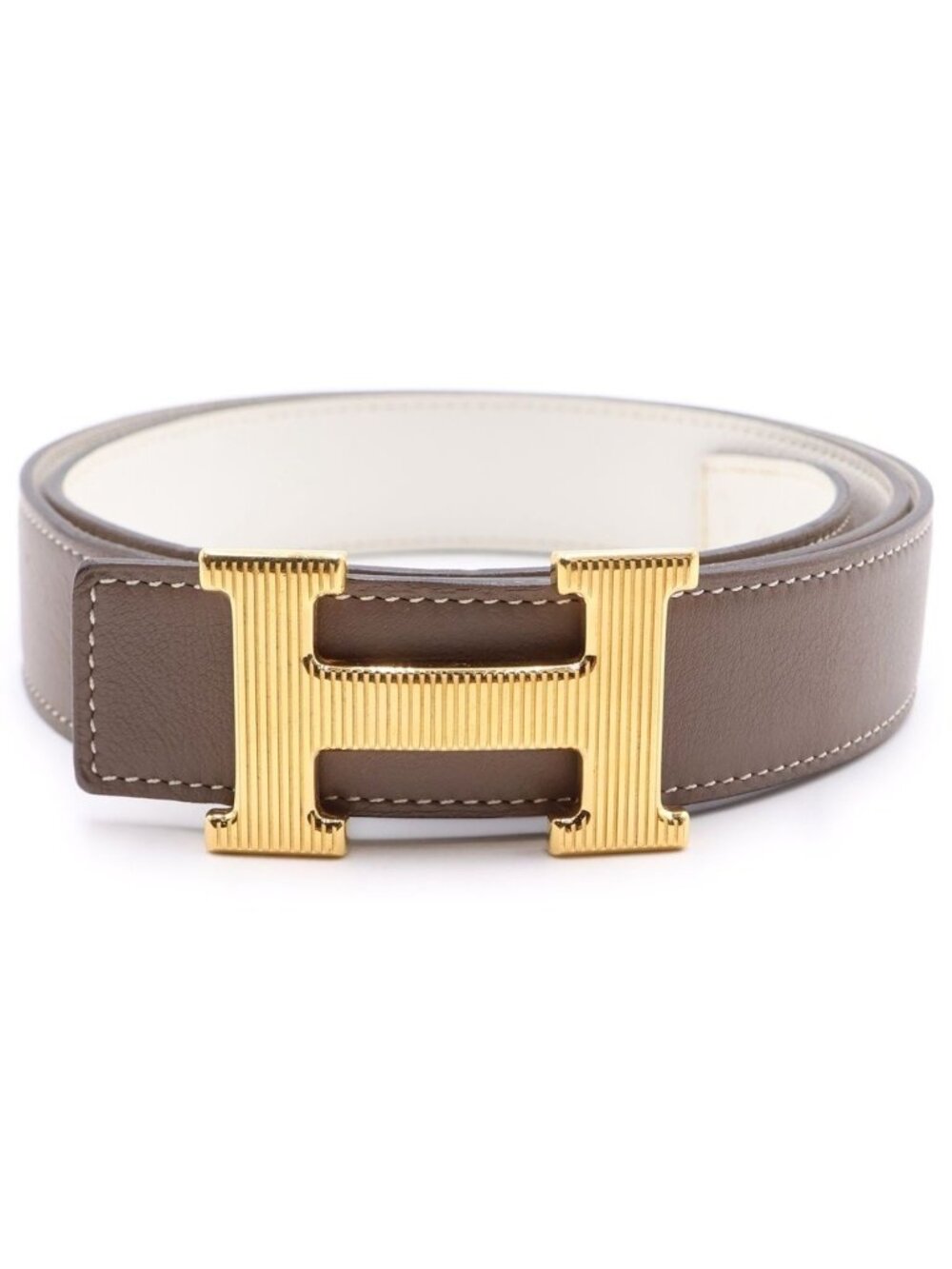 Hermes Constance Strie Belt Etoupe